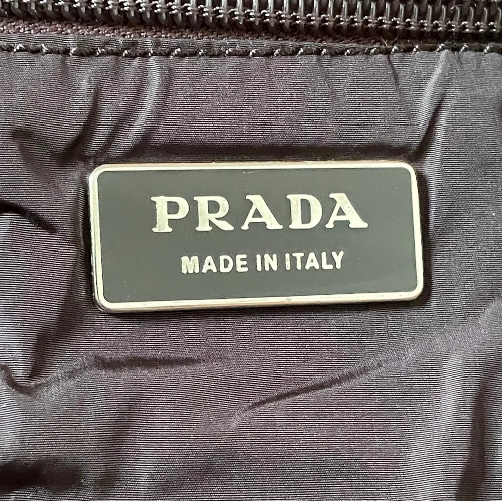 Prada tan canvas orange leather vintage oversized shoulder tote bag Y2K